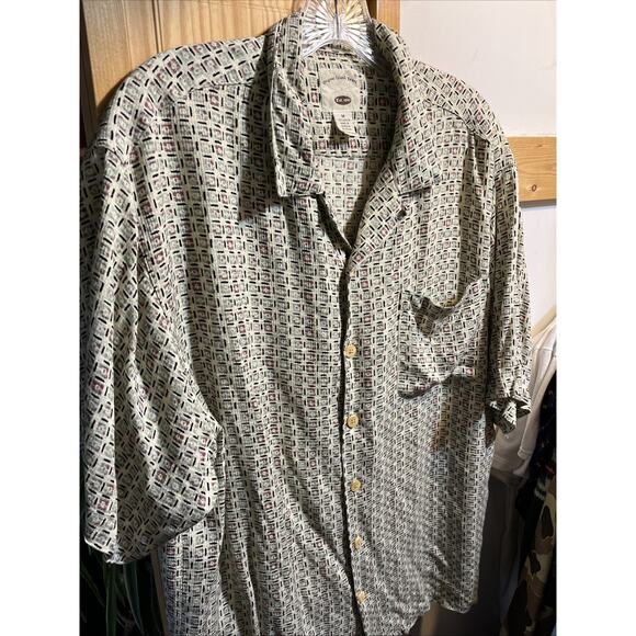 Original Island Sport VTG Hawaiian Shirt Men's Medium Multicolored Beige Tribal - Picture 2 of 10